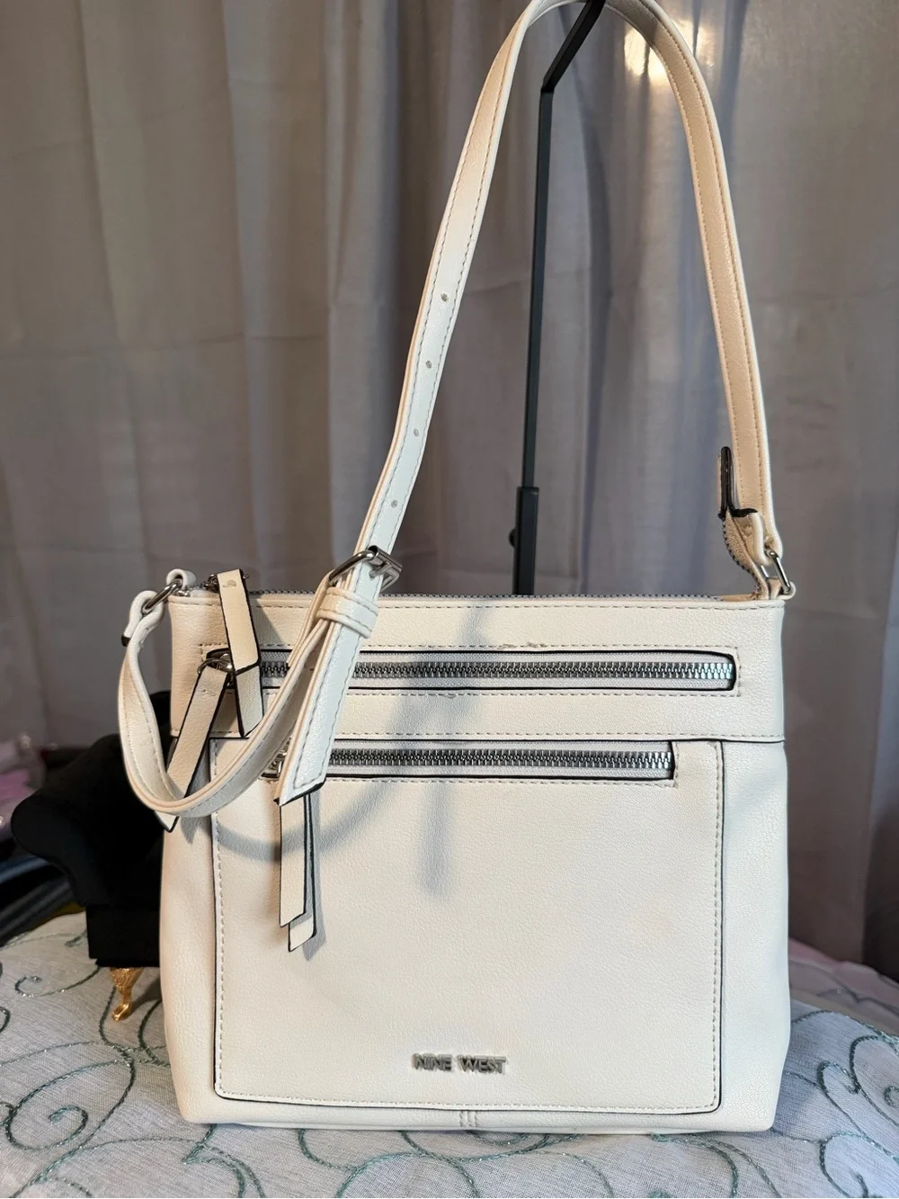 Nine West Coralia Crossbody Bag Optic White Silver Hardware